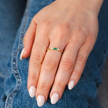 Load image into Gallery viewer, Sterling Silver 14ct Gold Plated Nano Emerald And White Cubic Zirconia Ring