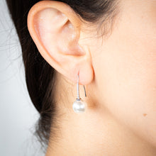 Load image into Gallery viewer, Sterling Silver Rhodium Plated White Shell Pearl &amp; Zirconia Earrings