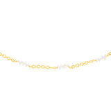 Sterling Silver Gold Plated Fresh Water Pearls And Fancy Links 42+3cm Chain