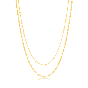 Sterling Silver Gold Plated Fancy Double Layer 38+5cm Chain