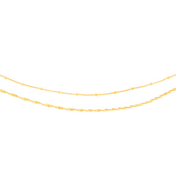 Sterling Silver Gold Plated Fancy Double Layer 38+5cm Chain
