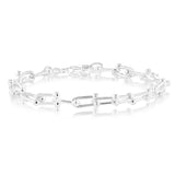 Sterling Silver Fancy U Link 19cm Bracelet