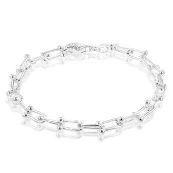 Sterling Silver Fancy U Link 19cm Bracelet