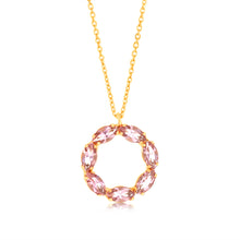 Load image into Gallery viewer, Sterling Silver Gold Plated Pink Crystal Circle Of Life Pendant On 42+3cm Chain