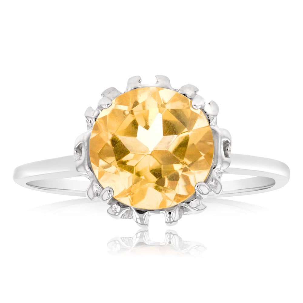 Sterling Silver Round Citrine Fancy Ring – Shiels Jewellers