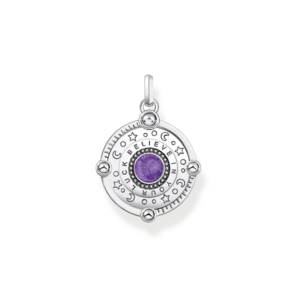 Thomas Sabo Sterling Silver Cosmic Amulet Purple CZ Eye Pendant
