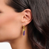 Thomas Sabo Gold Plated Sterling Silver Cosmic Synthetic Amethyst Hoop Earrings