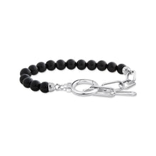 Load image into Gallery viewer, Thomas Sabo Sterling Silver Cosmic Black Agate Bead 16-19cm Bracelet