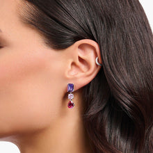 Load image into Gallery viewer, Thomas Sabo Sterling Silver Heritage Synthetic Amethyst CZ Drop Earrings