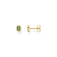 Load image into Gallery viewer, Thomas Sabo Gold Plated Sterling Silver Crocodile Rock Green Stud Earrings