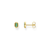 Thomas Sabo Gold Plated Sterling Silver Crocodile Rock Green Stud Earrings