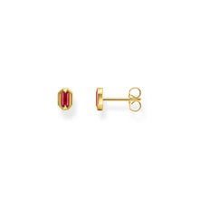 Load image into Gallery viewer, Thomas Sabo Gold Plated Sterling Silver Crocodile Rock Red Stud Earrings