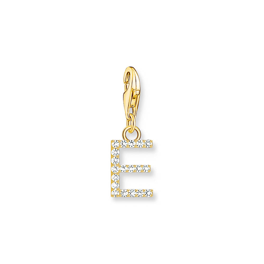 Thomas Sabo Gold Plated Sterling Silver Charmista CZ Letter "E" Charm