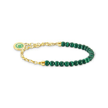 Load image into Gallery viewer, Thomas Sabo Gold Plated Sterling Silver Charmista Malachite 17cm Charm Bracelet