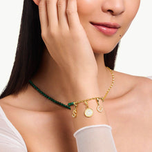 Load image into Gallery viewer, Thomas Sabo Gold Plated Sterling Silver Charmista Malachite 17cm Charm Bracelet