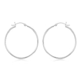 Sterling Silver Ribbed 30mm Hoop Earrings