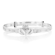 Load image into Gallery viewer, Sterling Silver Claddagh Expandable Baby Bangle