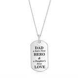 Sterling Silver Dog Tag Dad Son Daughter Message Pendant