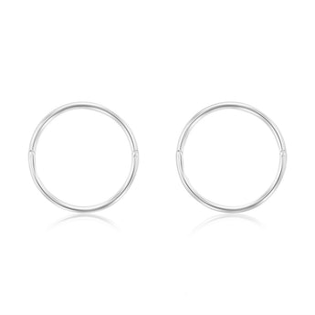 Sterling Silver Plain 14mm Sleeper Earrings