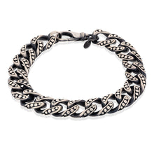 Load image into Gallery viewer, Sterling Silver Oxidised 13mm Dot Pattern Curb 23cm Bracelet