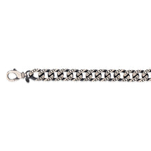 Load image into Gallery viewer, Sterling Silver Oxidised 13mm Dot Pattern Curb 23cm Bracelet