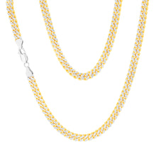 Load image into Gallery viewer, Sterling Silver Two Tone Pave Curb 180 Gauge 50cm Chain
