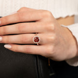 Sterling Silver Fancy White And Garnet Zirconia  Ring