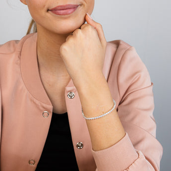 Sterling Silver White Zirconia 19cm Tennis Bracelet