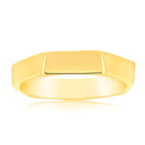 Sterling Silver Gold Plated Polished 4.2mm Geometric Shaped Ring