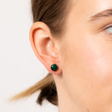 Sterling Silver Gold Plated Square Natural Malachite Stud Earrings