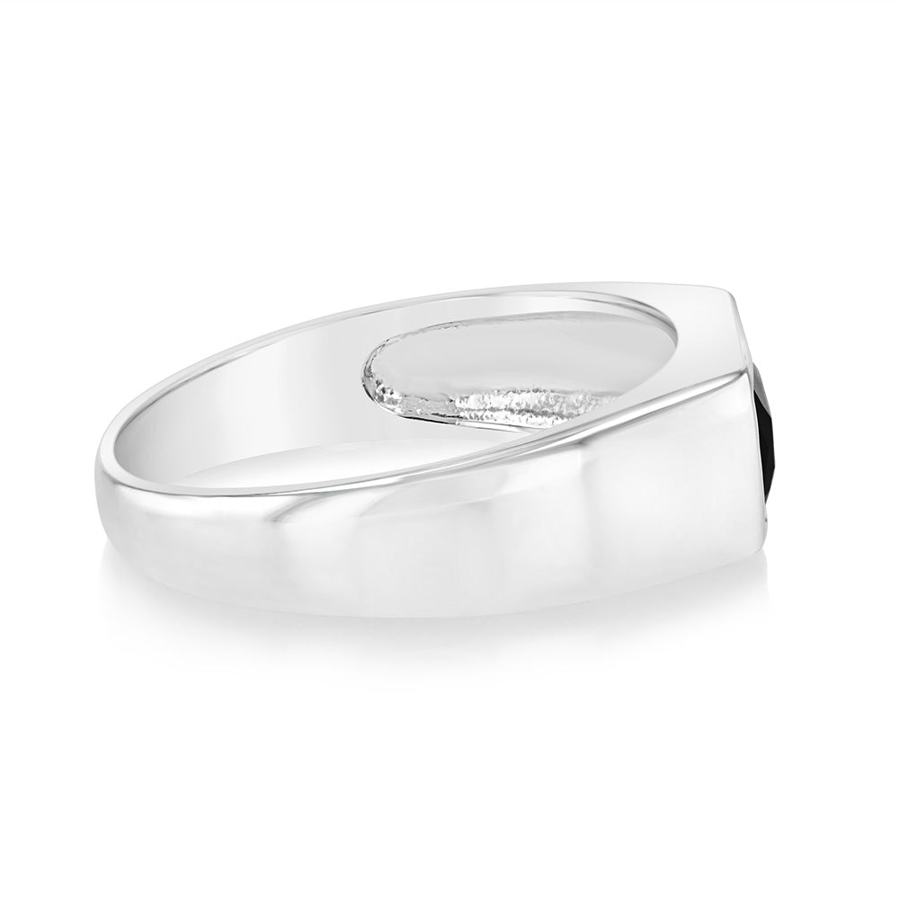 Rectangular Cz Rings Sterling Silver Black Rectangle Cubic Zirconia Ring– Shiels Jewellers