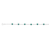 Sterling Silver Green Crystal And White Zirconia 15.5+4cm Tennis Bracelet