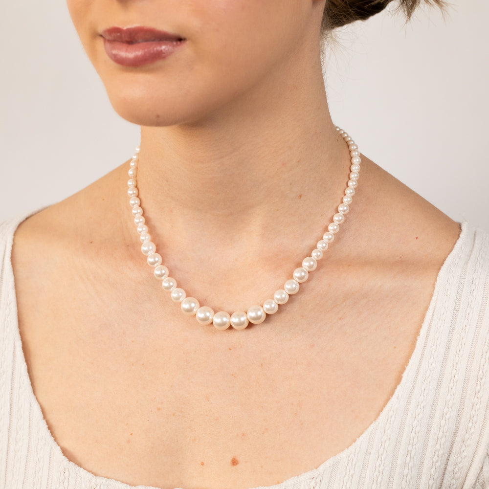 Sterling Silver Graduating Simulated Pearl 41cm Chain– Shiels Jewellers