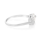 Sterling Silver White Rectangular Zirconia Ring