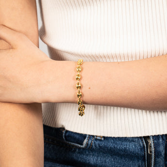 Sterling Silver Gold Plated Puff 17.5cm Bracelet