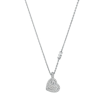 Michael Kors Sterling Silver Pave Heart Pendant On Chain