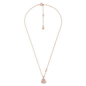 Michael Kors Rose Gold Plated Sterling Silver Pave Heart Pendant On Chain