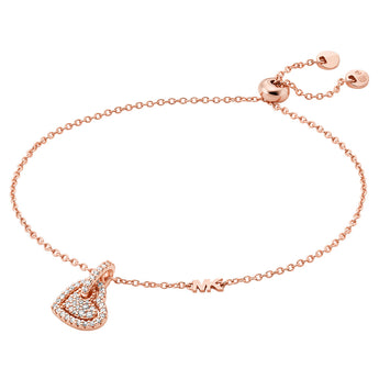 Michael Kors Rose Gold Plated Sterling Silver Pave Heart Bracelet