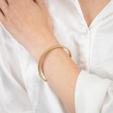 Sterling Silver Gold Plated Polished Wide Ribbed 68mm Bangle
