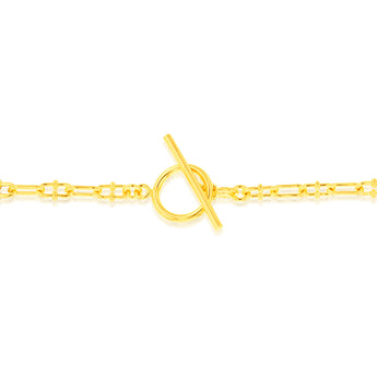 Sterling Silver Gold Plated Fancy Links T Bar Clasp 19cm Bracelet