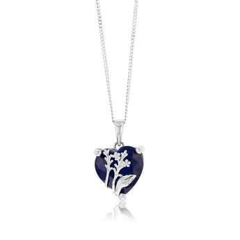 Sterling Silver Sapphire Blue Heart Cubic Zirconia Pendant