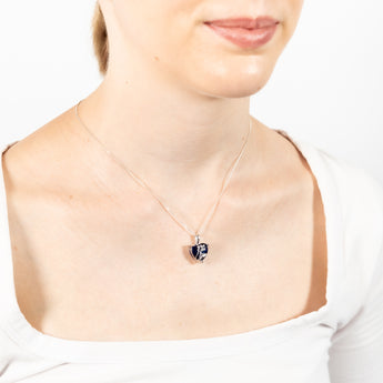 Dazzlingrock Collection Blue Sapphire Heart Pendant - 6mm Lab Created Sapphire & Cubic Zirconia In Sterling Silver