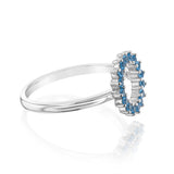 Sterling Silver Aquamarine Blue Cubic Zirconia Circle Of Life Ring