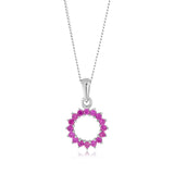 Sterling Silver Red Created Spinel Circle Of Life Pendnt
