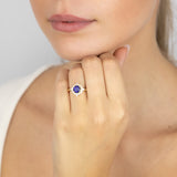 Sterling Silver Gold Plated Created Sapphire And White Zirconia Fancy Ring