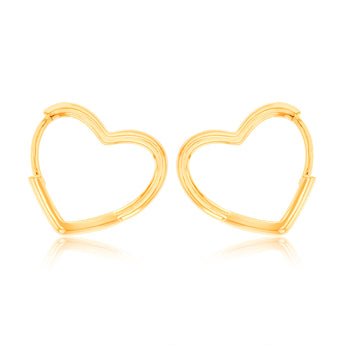 Sterling Silver Gold Plated Heart Shaped Sleeper Hoop Earrings