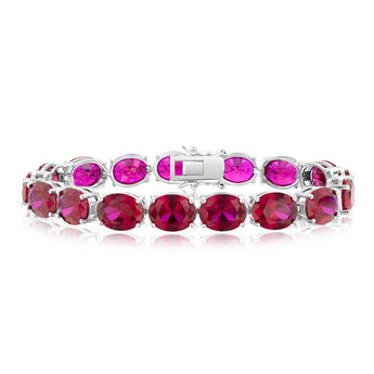 Sterlings Silver Created Ruby 18.4cm Tennis Bracelet