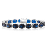 Sterling Silver Created Sapphire 18.4cm Tennis Bracelet