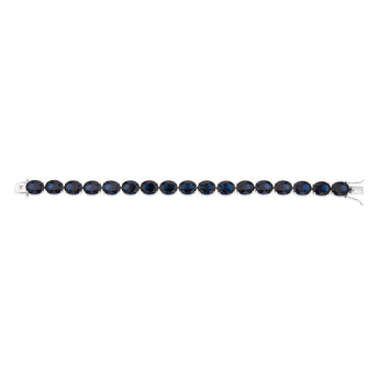 Sterling Silver Created Sapphire 18.4cm Tennis Bracelet
