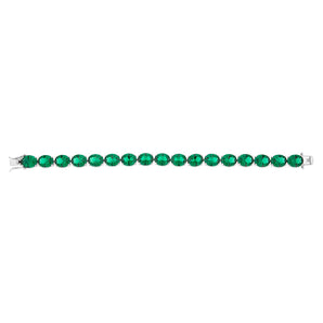 Sterling Silver Created Emerald 18.4cm Tennis Bracelet